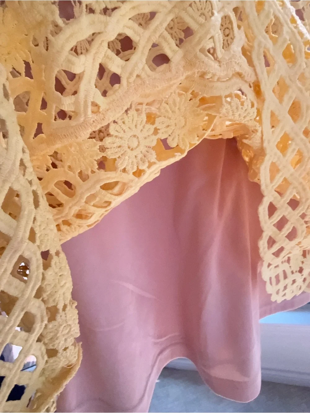 Lulu's Yellow Crochet Lace Fit-and-Flare Mini Dress - Picture 3 of 5